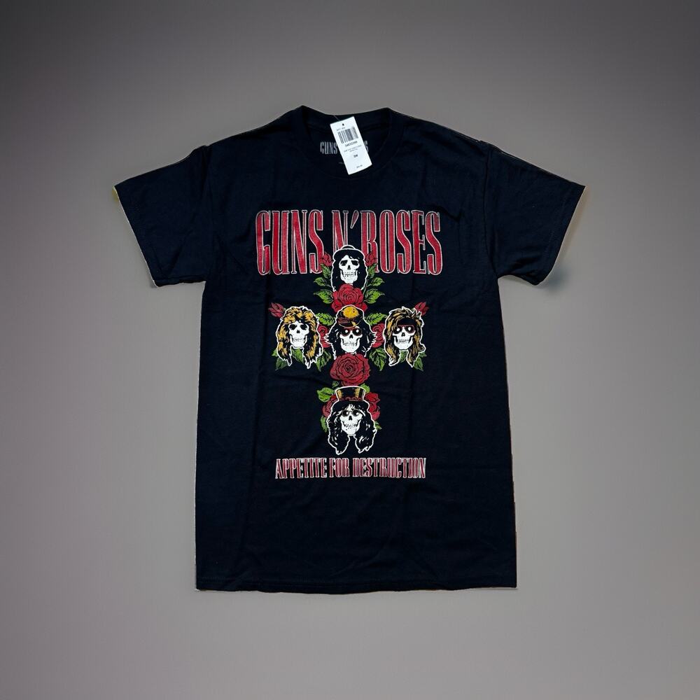 Guns N' Roses Appetite For Destruction Floral Cross T-Shirt Size SMALL New